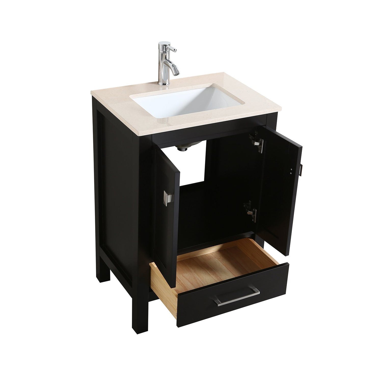 Eviva London 30" Transitional Espresso bathroom vanity with white Carrara marble countertop - Luxe Bathroom Vanities Luxury Bathroom Fixtures Bathroom Furniture