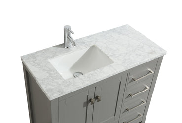 Eviva London 36" Transitional bathroom vanity with white Carrara marble countertop - Luxe Bathroom Vanities Luxury Bathroom Fixtures Bathroom Furniture
