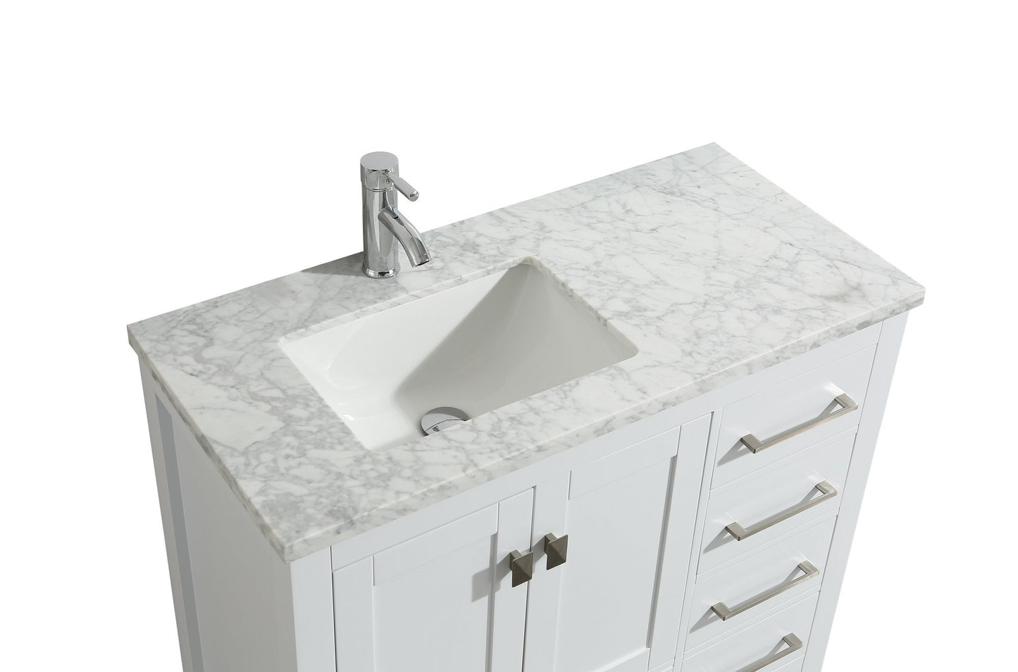 Eviva London 36" Transitional bathroom vanity with white Carrara marble countertop - Luxe Bathroom Vanities Luxury Bathroom Fixtures Bathroom Furniture