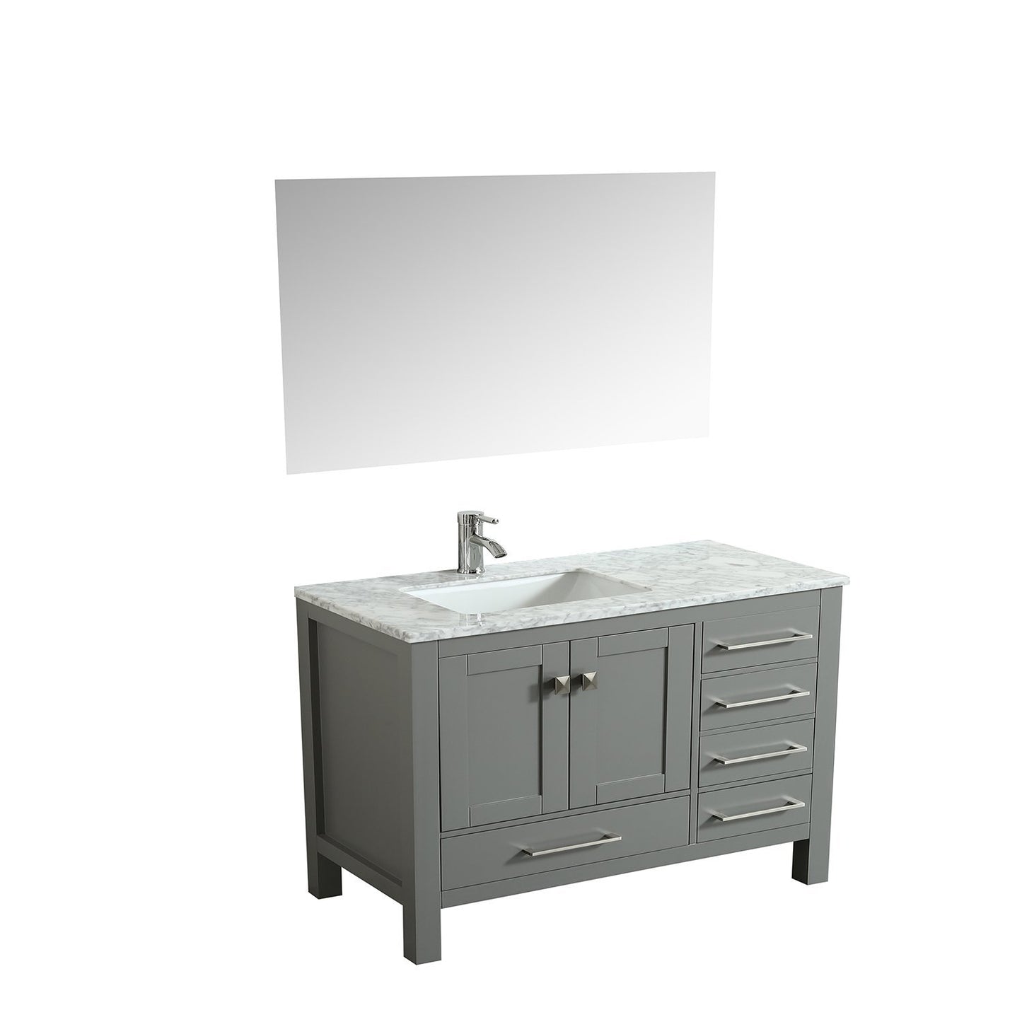 Eviva London 38 in. Transitional Gray bathroom vanity with White Carrara Marble Countertop - Luxe Bathroom Vanities Luxury Bathroom Fixtures Bathroom Furniture