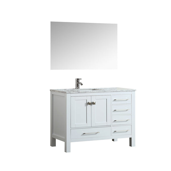 Eviva London 38 in. Transitional Gray bathroom vanity with White Carrara Marble Countertop - Luxe Bathroom Vanities Luxury Bathroom Fixtures Bathroom Furniture