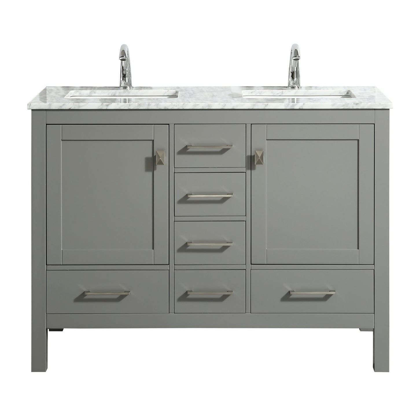 Eviva London 48" X 18" Transitional bathroom vanity with white Carrara marble and double Porcelain Sinks - Luxe Bathroom Vanities Luxury Bathroom Fixtures Bathroom Furniture