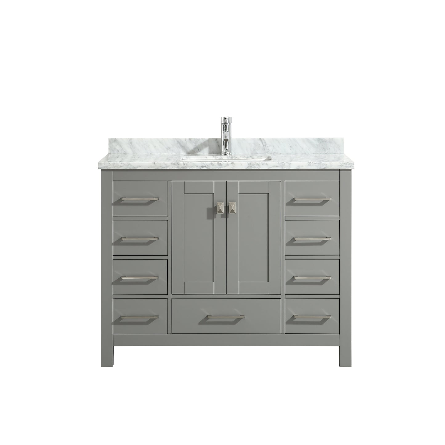 Eviva London 48" Transitional White bathroom vanity with white Carrara marble countertop - Luxe Bathroom Vanities Luxury Bathroom Fixtures Bathroom Furniture