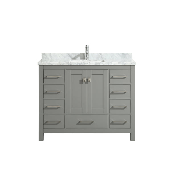 Eviva London 48" Transitional White bathroom vanity with white Carrara marble countertop - Luxe Bathroom Vanities Luxury Bathroom Fixtures Bathroom Furniture