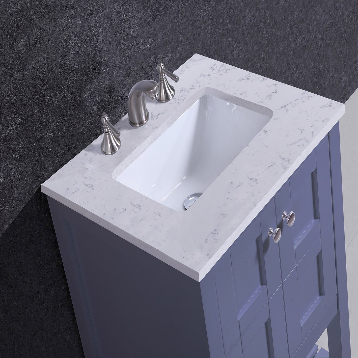 Eviva Glamor 24 in. Grey Bathroom Cabinet with Marble Counter-top and Undermount Porcelian Sink - Luxe Bathroom Vanities Luxury Bathroom Fixtures Bathroom Furniture