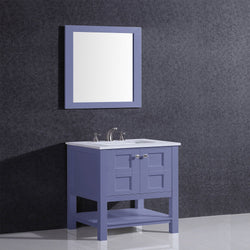 Eviva Glamor 24 in. Grey Bathroom Cabinet with Marble Counter-top and Undermount Porcelian Sink - Luxe Bathroom Vanities Luxury Bathroom Fixtures Bathroom Furniture