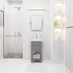 Water Creation VERA 18" Inch MDF Single Bowl Ceramics Top Vanity With U Shape Drawer - Luxe Bathroom Vanities