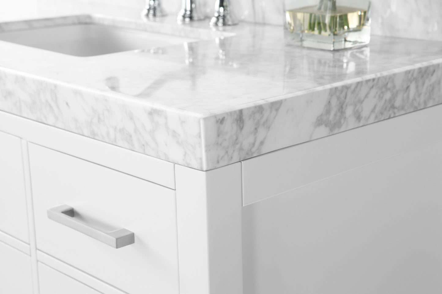 Ancerre Designs Elizabeth 36 in. Bath Vanity Set with Italian Carrara White Marble Vanity top and White Undermount Basin - Luxe Bathroom Vanities