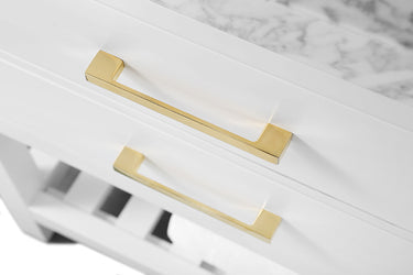 Ancerre Designs Elizabeth 72 in. Bath Vanity Set with Italian Carrara White Marble Vanity top and White Undermount Basin with Gold Hardware - Luxe Bathroom Vanities
