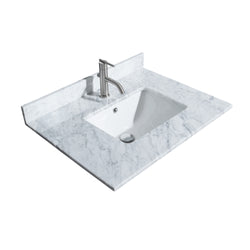 Wyndham Icon 30 Inch Single Bathroom Vanity White Carrara Marble Countertop with Undermount Square Sink in Matte Black Trim - Luxe Bathroom Vanities