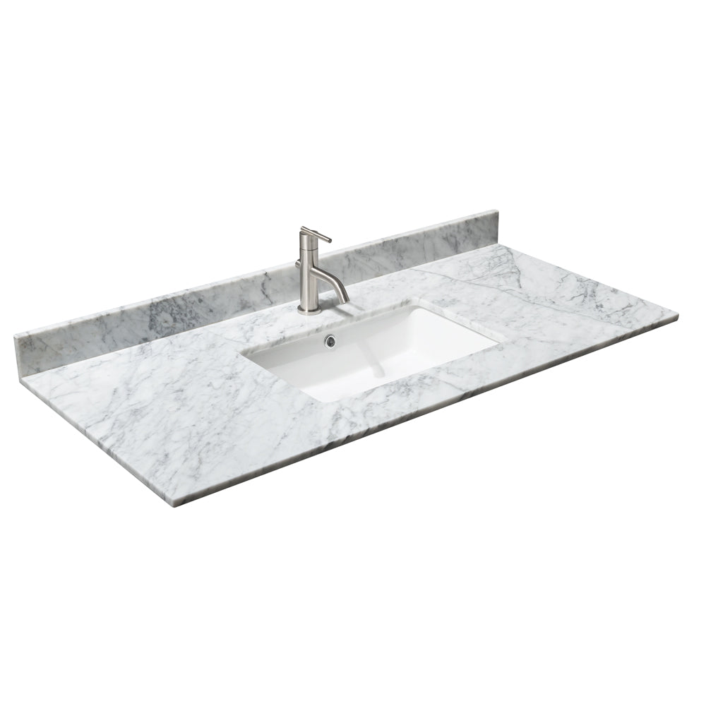 48 inch Single Bathroom Vanity in Dark Gray, White Carrara Marble Countertop, Undermount Square Sink, and No Mirror - Luxe Bathroom Vanities Luxury Bathroom Fixtures Bathroom Furniture