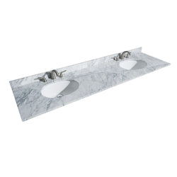 80 Inch Double Bathroom Vanity, White Carrara Marble Countertop, Undermount Oval Sinks, and No Mirrors - Luxe Bathroom Vanities Luxury Bathroom Fixtures Bathroom Furniture
