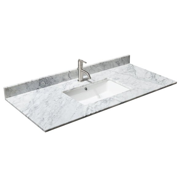 48 inch Single Bathroom Vanity, White Carrara Marble Countertop, Undermount Square Sink, and No Mirror - Luxe Bathroom Vanities Luxury Bathroom Fixtures Bathroom Furniture