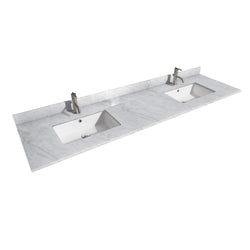 80 inch Double Bathroom Vanity, White Carrara Marble Countertop, Undermount Square Sinks, and 70 inch Mirror - Luxe Bathroom Vanities Luxury Bathroom Fixtures Bathroom Furniture