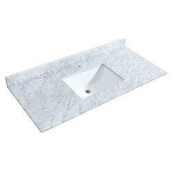 Wyndham Strada 48 Inch Single Bathroom Vanity White Carrara Marble Countertop Undermount Square Sink - Luxe Bathroom Vanities