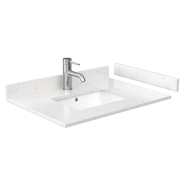 Wyndham Collection Deborah 30 Inch Single Bathroom Vanity in White, Carrara Cultured Marble Countertop, Undermount Square Sink - Luxe Bathroom Vanities