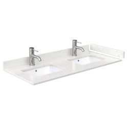 Wyndham Avery 48 Inch Double Bathroom Vanity Light-Vein Carrara Cultured Marble Countertop with Undermount Square Sinks in Matte Black Trim - Luxe Bathroom Vanities