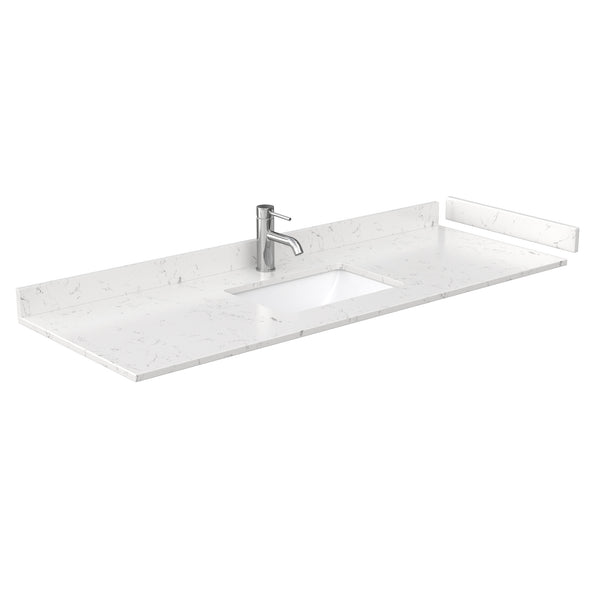 Wyndham Collection Deborah 60 Inch Single Bathroom Vanity Carrara Cultured Marble Countertop, Undermount Square Sink, 58 Inch Mirror - Luxe Bathroom Vanities