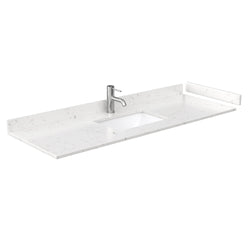 Wyndham Avery 60 Inch Single Bathroom Vanity Light-Vein Carrara Cultured Marble Countertop, Undermount Square Sink in Matte Black Trim with 58 Inch Mirror - Luxe Bathroom Vanities