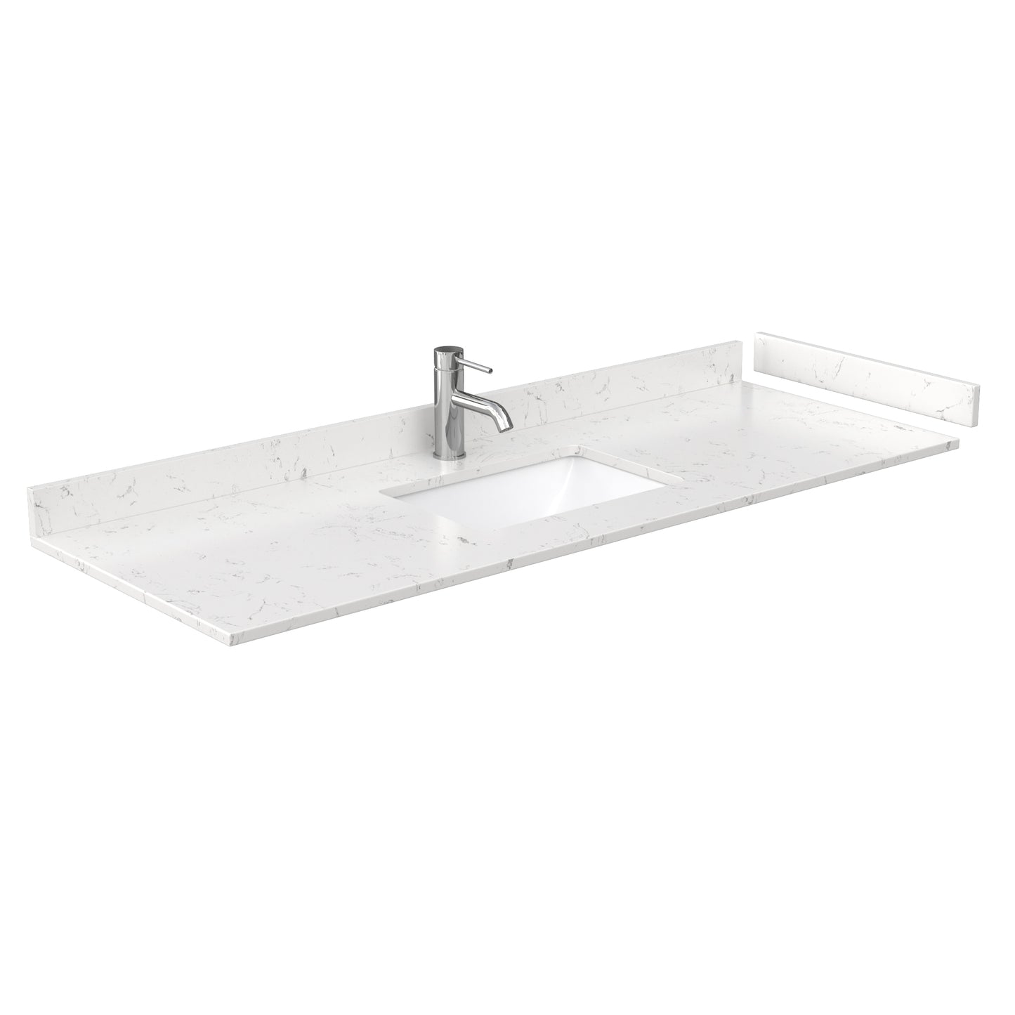 Wyndham Icon 60 Inch Single Bathroom Vanity in White with Carrara Cultured Marble Countertop, Undermount Square Sink and Satin Bronze Trim - Luxe Bathroom Vanities