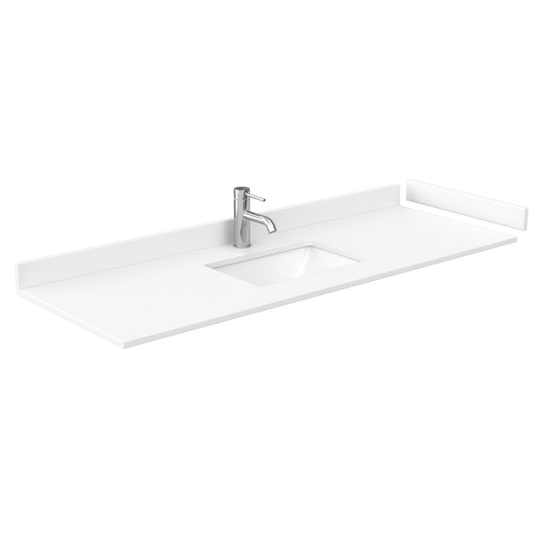 Wyndham Icon 60 Inch Single Bathroom Vanity in White with White Cultured Marble Countertop, Undermount Square Sink, Satin Bronze Trim and 58 Inch Mirror - Luxe Bathroom Vanities