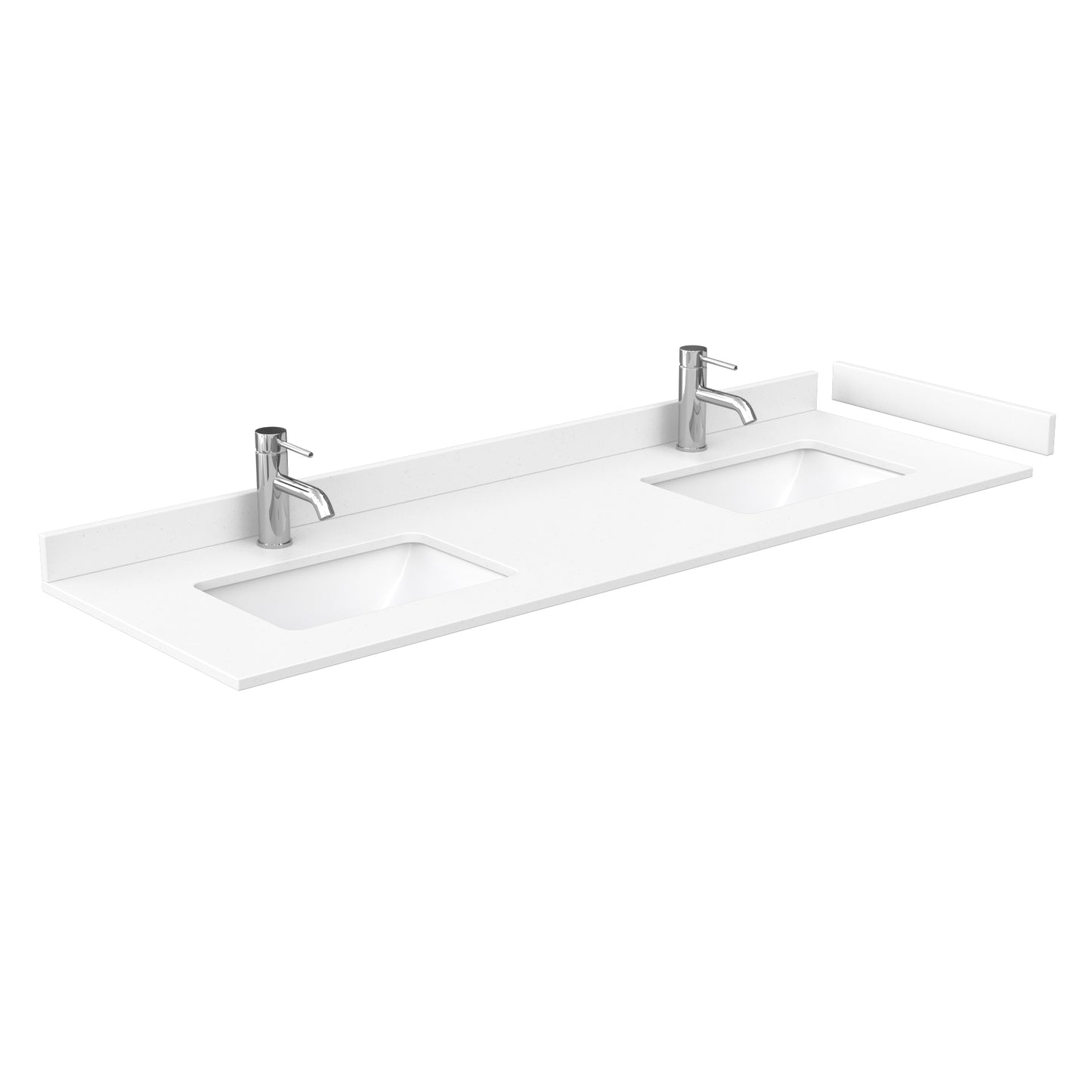 Wyndham Icon 66 Inch Double Bathroom Vanity in White with White Cultured Marble Countertop, Undermount Square Sinks and Satin Bronze Trim - Luxe Bathroom Vanities