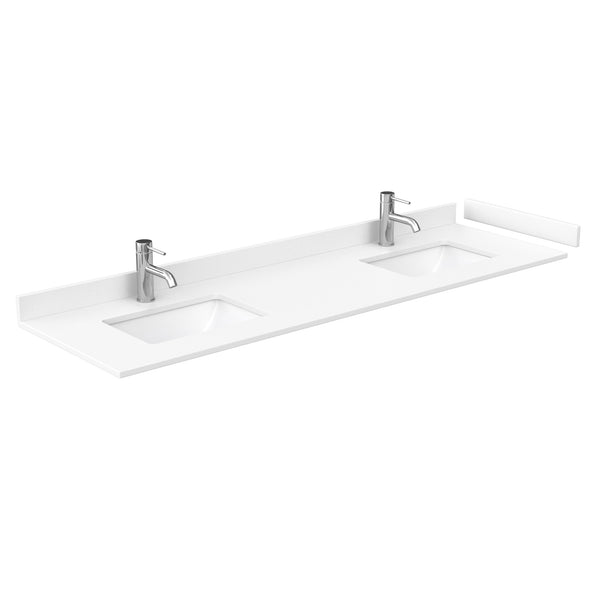 Wyndham Avery 72 Inch Double Bathroom Vanity White Cultured Marble Countertop with Undermount Square Sinks in Matte Black Trim - Luxe Bathroom Vanities