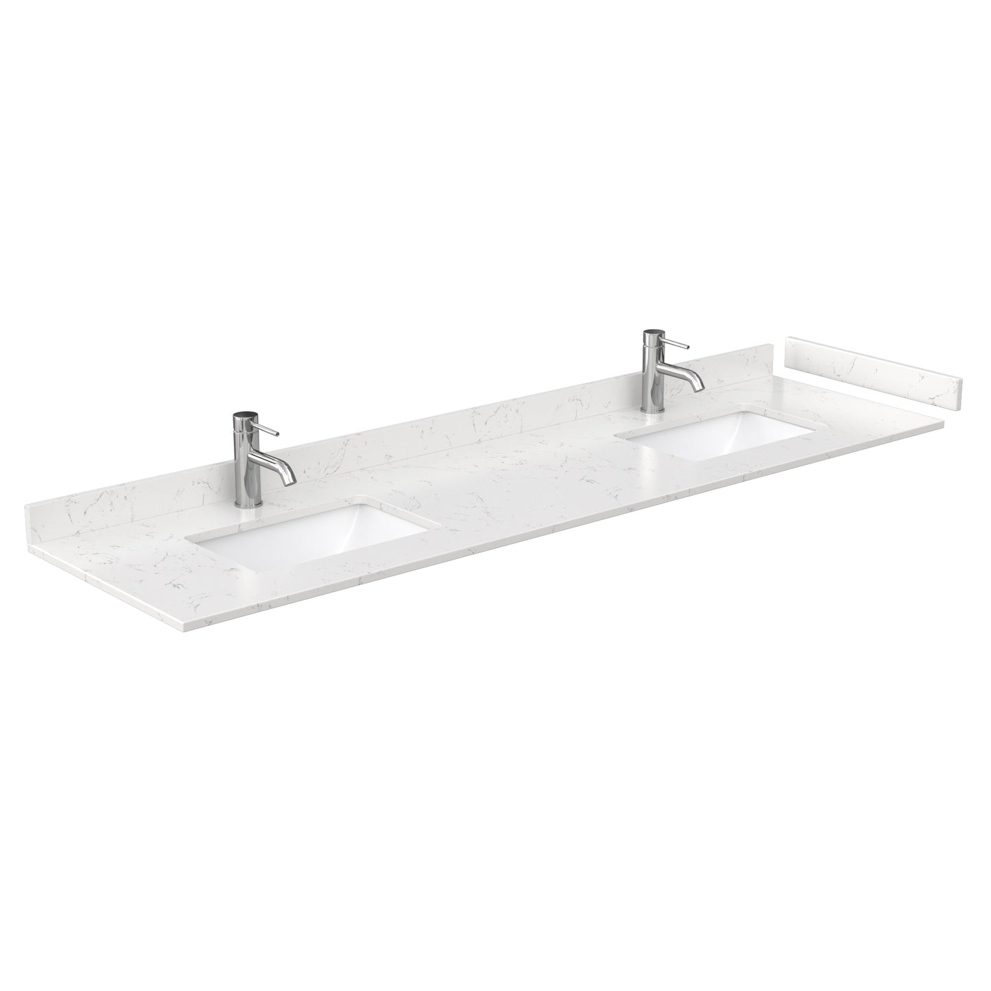 Wyndham Daria 80 Inch Double Bathroom Vanity Light-Vein Carrara Cultured Marble Countertop, Undermount Square Sinks in Matte Black Trim with 24 Inch Mirrors - Luxe Bathroom Vanities