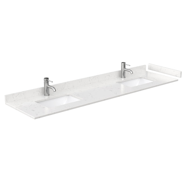 Wyndham Daria 80 Inch Double Bathroom Vanity Light-Vein Carrara Cultured Marble Countertop, Undermount Square Sinks in Matte Black Trim with 24 Inch Mirrors - Luxe Bathroom Vanities