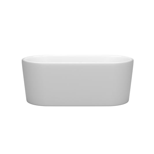 Wyndham Collection Ursula 59 Inch Freestanding Bathtub in Matte White with Drain and Overflow Trim - Luxe Bathroom Vanities