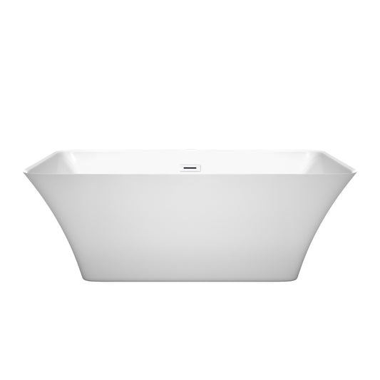Wyndham Collection Tiffany Freestanding Bathtub in White with Shiny White Drain and Overflow Trim - Luxe Bathroom Vanities