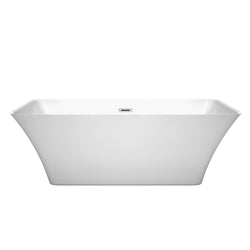 67 inch Freestanding Bathtub in White with Polished Chrome Drain and Overflow Trim - Luxe Bathroom Vanities Luxury Bathroom Fixtures Bathroom Furniture