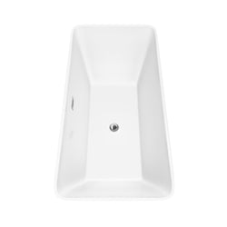 67 inch Freestanding Bathtub in White with Floor Mounted Faucet, Drain and Overflow Trim - Luxe Bathroom Vanities Luxury Bathroom Fixtures Bathroom Furniture