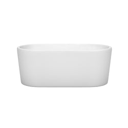 Wyndham Collection Ursula Freestanding Bathtub in White with Shiny White Drain and Overflow Trim - Luxe Bathroom Vanities