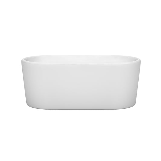 Wyndham Collection Ursula Freestanding Bathtub in White with Shiny White Drain and Overflow Trim - Luxe Bathroom Vanities