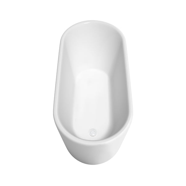 Wyndham Collection Ursula Freestanding Bathtub in White with Shiny White Drain and Overflow Trim - Luxe Bathroom Vanities