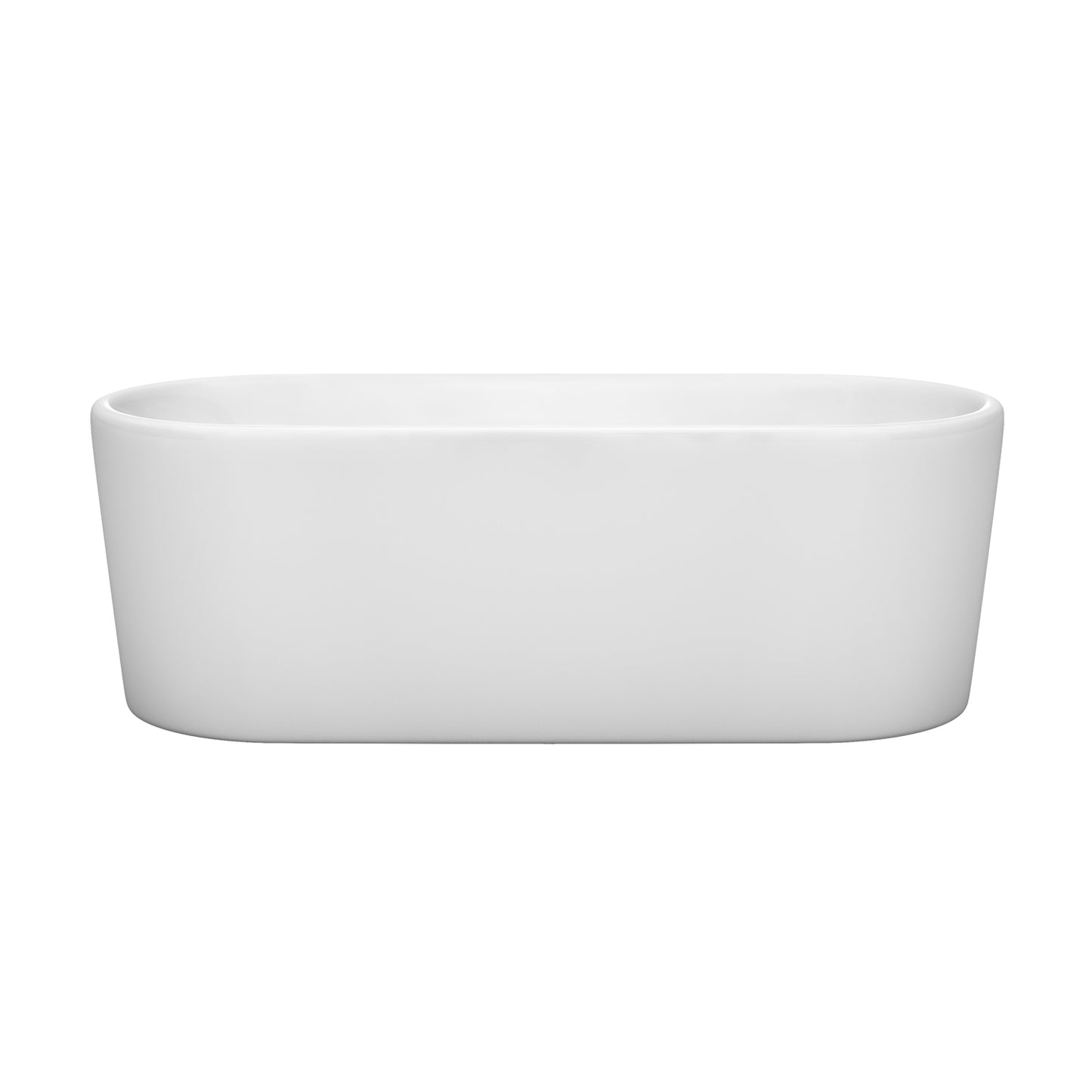 Wyndham Collection Ursula 67 Inch Freestanding Bathtub in White with Brushed Nickel Drain and Overflow Trim - Luxe Bathroom Vanities