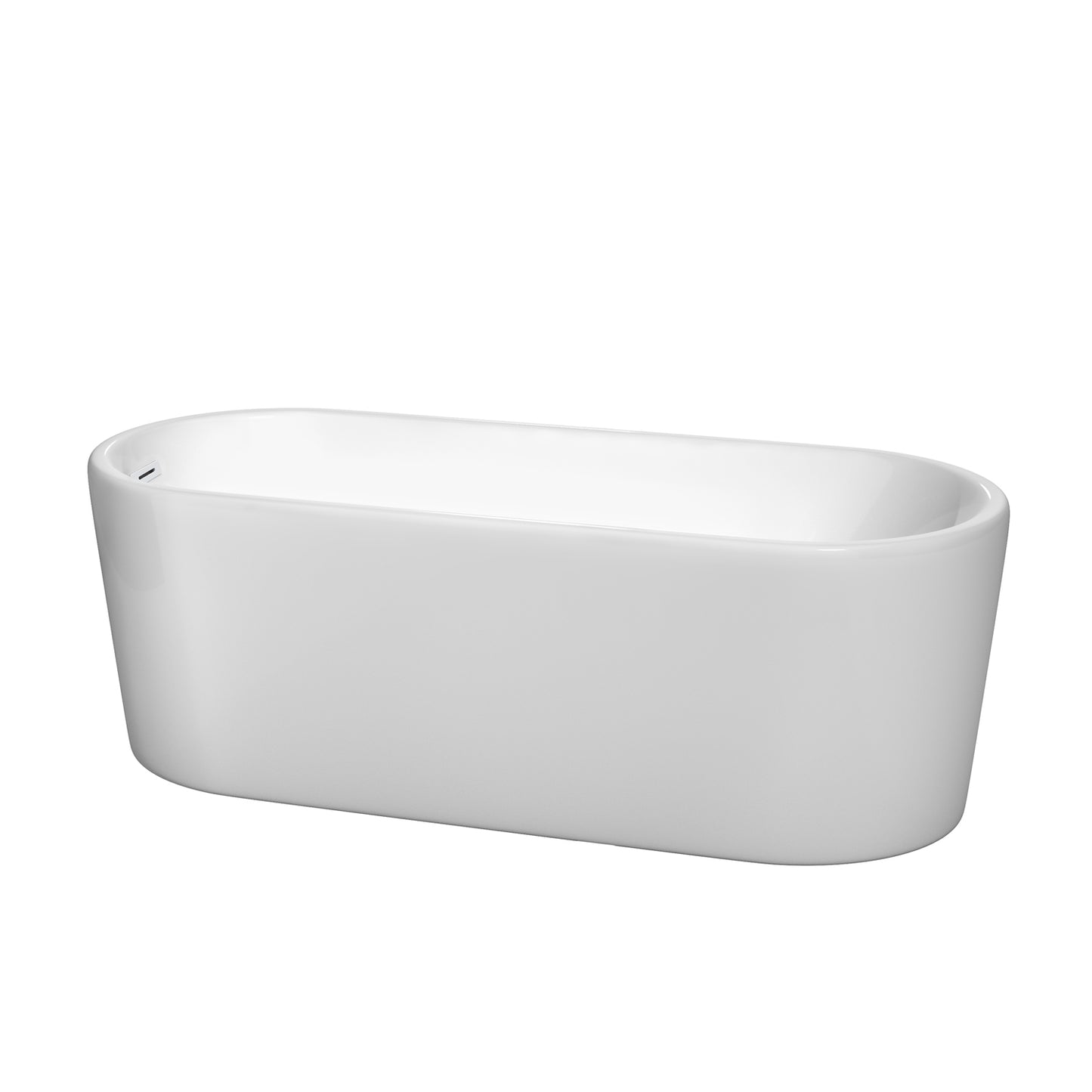 Wyndham Collection Ursula Freestanding Bathtub in White with Shiny White Drain and Overflow Trim - Luxe Bathroom Vanities