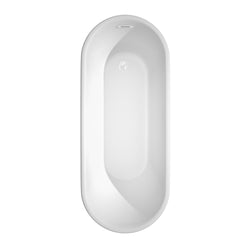 Wyndham Collection Ursula Freestanding Bathtub in White with Shiny White Drain and Overflow Trim - Luxe Bathroom Vanities