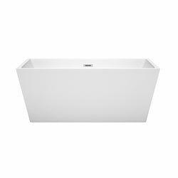 59 inch Freestanding Bathtub in White with Drain and Overflow Trim - Luxe Bathroom Vanities Luxury Bathroom Fixtures Bathroom Furniture