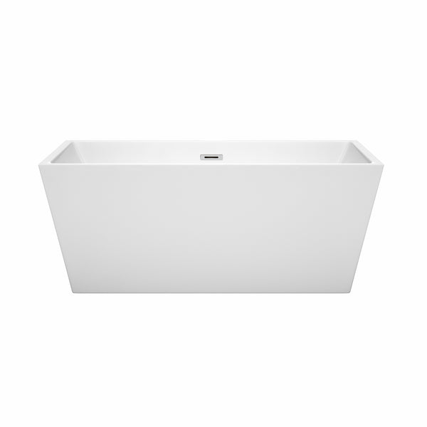 59 inch Freestanding Bathtub in White with Drain and Overflow Trim - Luxe Bathroom Vanities Luxury Bathroom Fixtures Bathroom Furniture