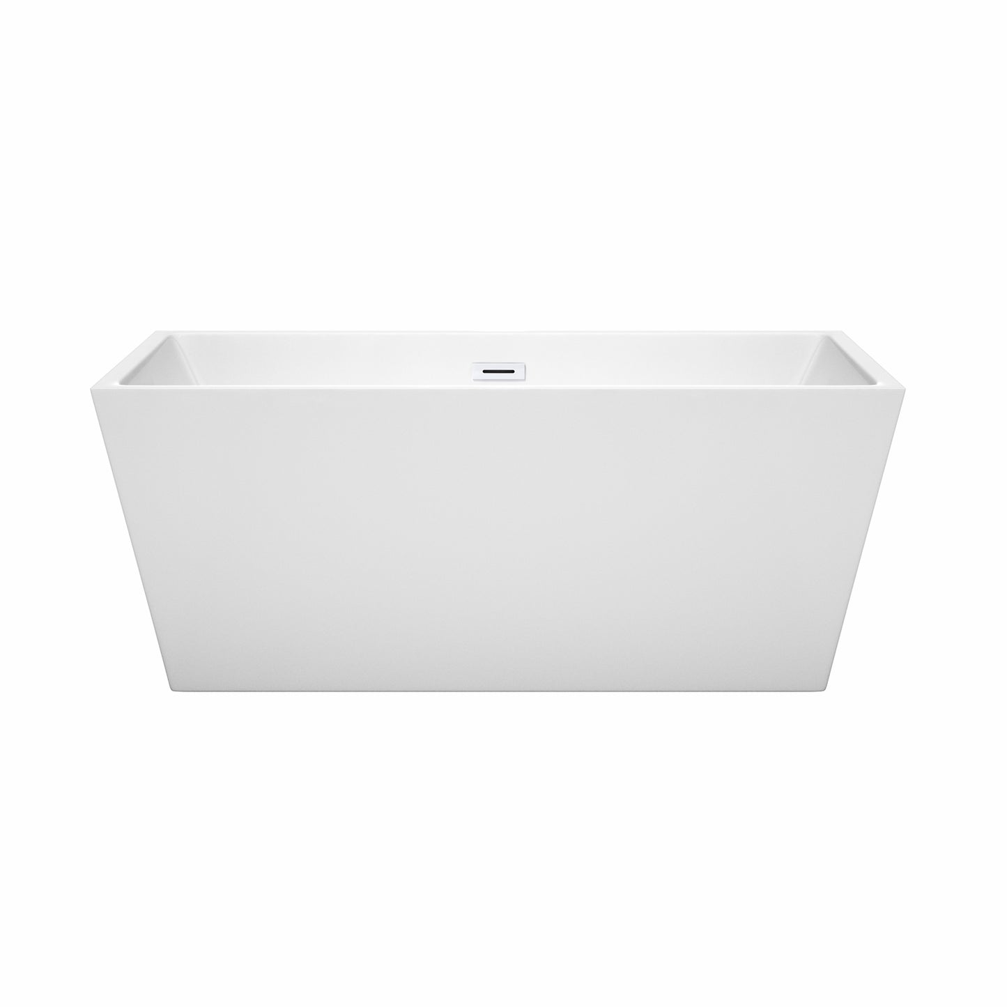 Wyndham Collection Sara Freestanding Bathtub in White with Shiny White Drain and Overflow Trim - Luxe Bathroom Vanities