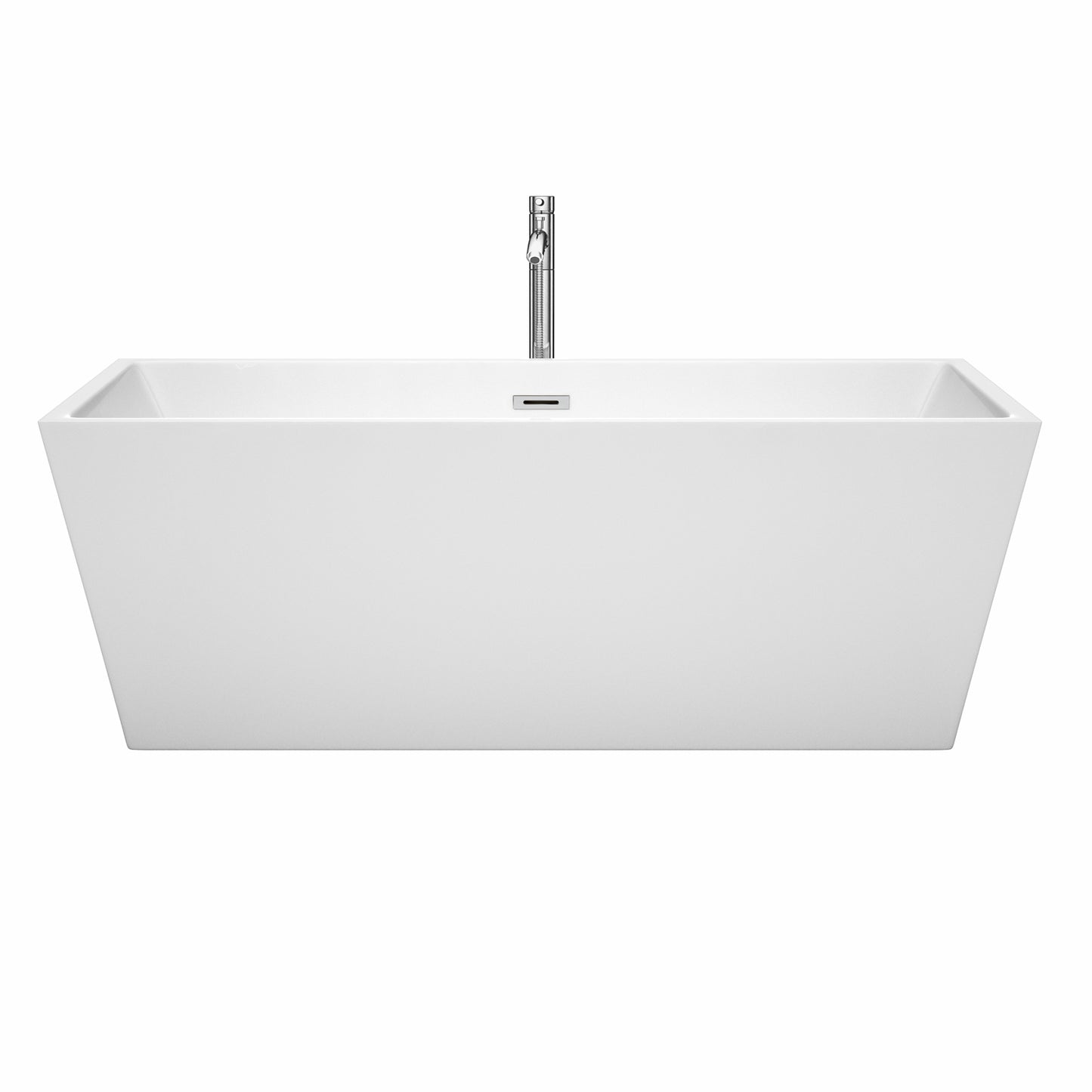 67 inch Freestanding Bathtub in White with Floor Mounted Faucet, Drain and Overflow Trim - Luxe Bathroom Vanities Luxury Bathroom Fixtures Bathroom Furniture