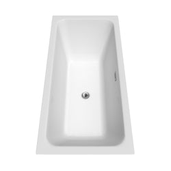 67 inch Freestanding Bathtub in White with Floor Mounted Faucet, Drain and Overflow Trim - Luxe Bathroom Vanities Luxury Bathroom Fixtures Bathroom Furniture