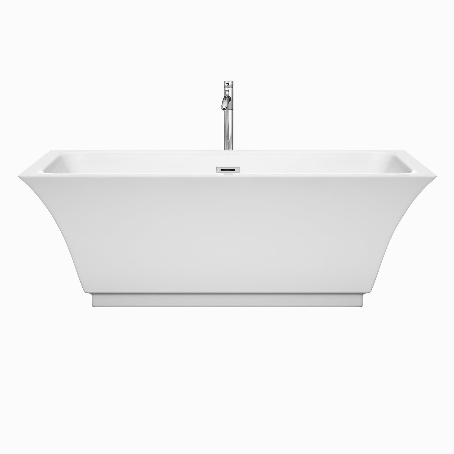 67 inch Freestanding Bathtub in White with Floor Mounted Faucet, Drain and Overflow Trim - Luxe Bathroom Vanities Luxury Bathroom Fixtures Bathroom Furniture