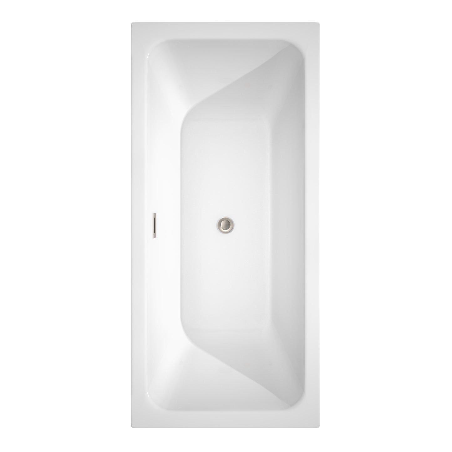 Wyndham Collection Galina 67 Inch Freestanding Bathtub in White with Brushed Nickel Drain and Overflow Trim - Luxe Bathroom Vanities