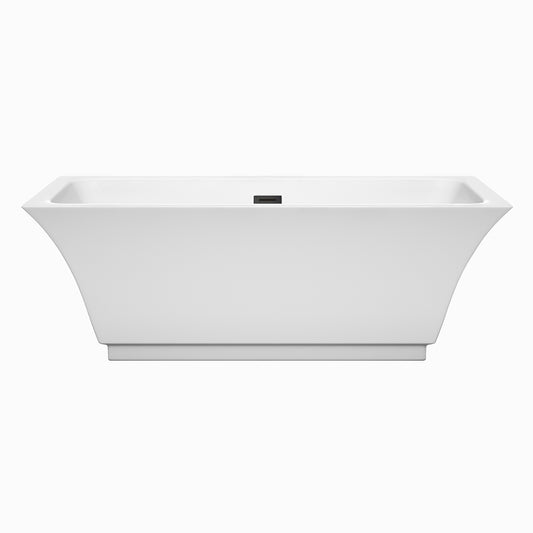 Wyndham Collection Galina 67 Inch Freestanding Bathtub in White with  Drain and Overflow Trim - Luxe Bathroom Vanities