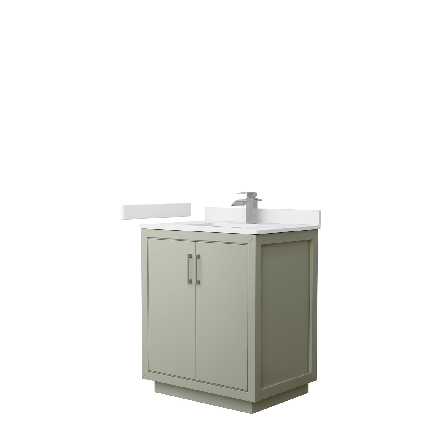 Wyndham Icon 30 Inch Single Bathroom Vanity White Cultured Marble Countertop with Undermount Square Sink and Brushed Nickel Trim - Luxe Bathroom Vanities