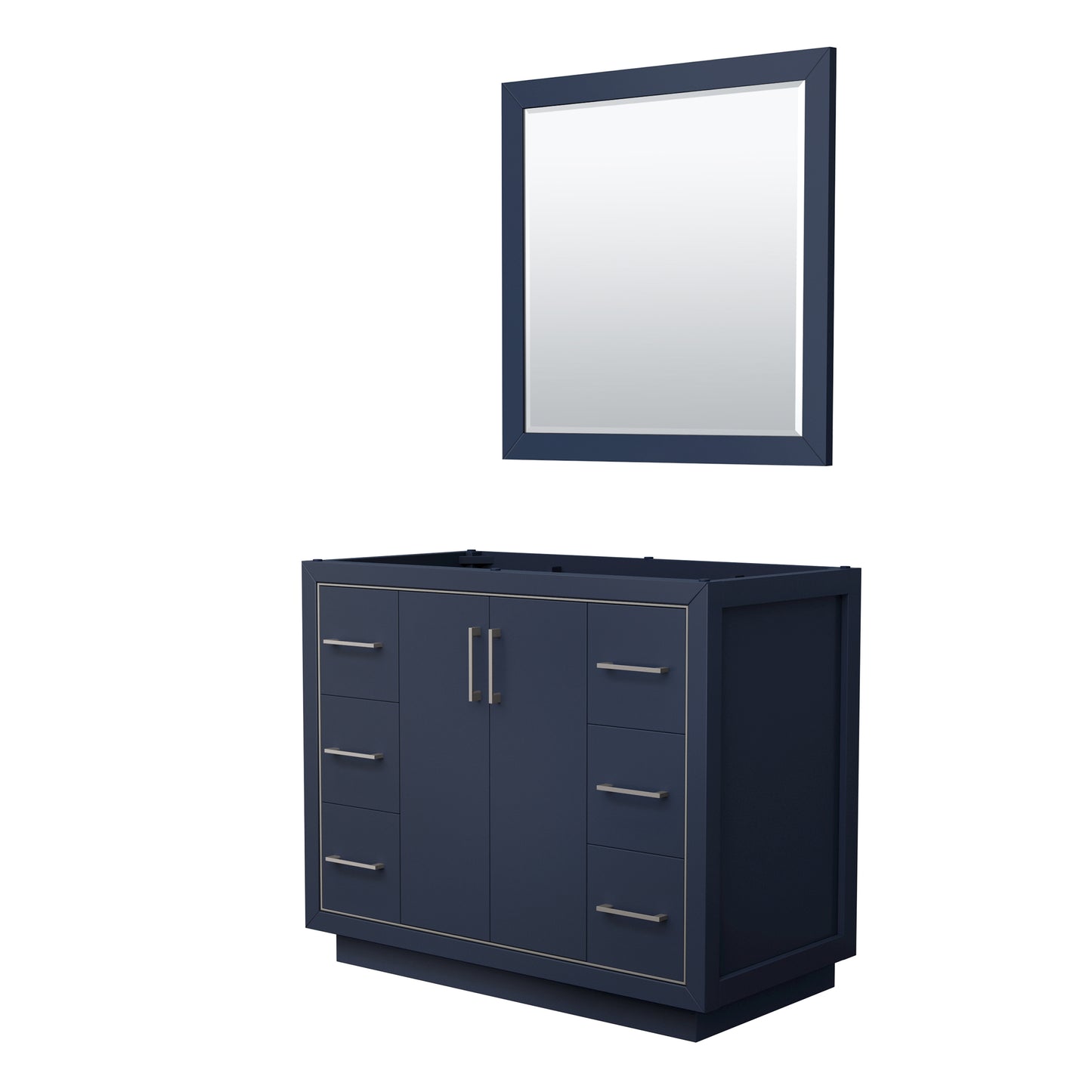 Wyndham Icon 42 Inch Single Bathroom Vanity No Countertop, No Sink in Brushed Nickel Trim with 34 Inch Mirror - Luxe Bathroom Vanities