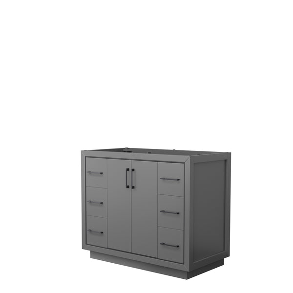 Wyndham Icon 42 Inch Single Bathroom Vanity No Countertop, No Sink in Matte Black Trim - Luxe Bathroom Vanities